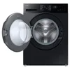 A front view of a black Samsung washing machine with the door open. Produktbild-Vorschau