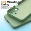 A close-up marketing image of a green phone case, showing its soft microfiber lining. Podgląd zdjęcia produktu