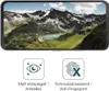 A smartphone screen displaying a mountain landscape, with two icons below representing product features. Produktbild-Vorschau