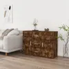 A wooden sideboard with drawers and doors in a living room setting, next to a sofa. Produktbild-Vorschau