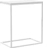 A white side table with a metal frame and a white top, shown from a three-quarter angle against a white background. Podgląd zdjęcia produktu