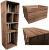 A collage of wooden crates, showing a stacked unit and close-ups of individual crates. Produktbild-Vorschau