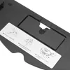 The underside of a black electronic device with instructional stickers showing how to attach and use a mopping attachment. Produktbild-Vorschau