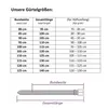 A size chart for belts with a diagram illustrating how to measure. Produktbild-Vorschau