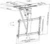 A diagram showing the dimensions and angles of a motorized TV ceiling mount. Anteprima dell’immagine prodotto