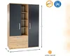 Kleiderschrank 2 Drehtüren 2 Schubkästen 4 offene Fächer Produktbild-Vorschau 3