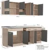 Homestyle4u Küche Küchenblock 200 cm Grau Eiche Küchenzeile Produktbild-Vorschau 3