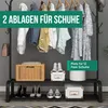A clothing rack with clothes and shoes, featuring promotional text overlays. Voir les images du produit