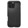 A black iPhone case with a kickstand is shown against a white background. Produktbild-Vorschau