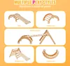 A collage of images showing different play configurations of a wooden climbing set for children. Náhled obrázku produktu