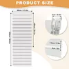 Product size chart for blinds, showing dimensions and close-ups of the mechanism and fabric. Voir les images du produit