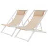 Two beige and white foldable lounge chairs are shown against a white background. Produktbild-Vorschau