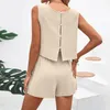ASKSA Damen Zweiteiler Leinen Sport Sommer Jogginganzug Set Produktbild-Vorschau 5