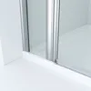 A close-up view of a shower enclosure's bottom track and frame. Produktbild-Vorschau