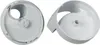 Two views of a white plastic housing component for a kitchen appliance, presented against a white background. Produktbild-Vorschau