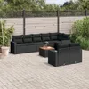 9-tlg. Garten-Sofagarnitur mit Kissen Schwarz Poly Rattan Produktbild-Vorschau 2