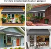 Collage of four images showing different applications of awnings on houses and balconies. Produktbild-Vorschau