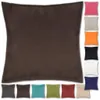 A collection of square pillow covers in various colors, with a large brown one in the foreground and smaller ones arranged in columns on the right and bottom. Produktbild-Vorschau