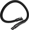 A black flexible extension hose for a vacuum cleaner, with attachments. Voir les images du produit