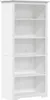 A white wooden bookshelf with five shelves against a white background. Produktbild-Vorschau