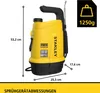 A yellow and black battery-powered pressure sprayer with dimensions and weight indicated. Podgląd zdjęcia produktu