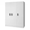A white three-door wardrobe with gray handles against a white background. Náhled obrázku produktu