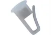 A single white plastic curtain glider with a hook. Produktbild-Vorschau
