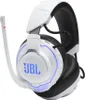 A white and black gaming headset with blue LED accents. Produktbild-Vorschau