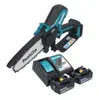 A Makita cordless chainsaw kit with two batteries and a charger, displayed on a white background. Produktbild-Vorschau