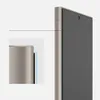 A close-up view of the edge of a smartphone, showing the frame and a portion of the screen. An inset box provides a magnified view of the corner detail. Produktbild-Vorschau