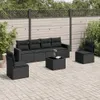 vidaXL 7-tlg. Garten-Sofagarnitur mit Kissen Schwarz Poly Produktbild-Vorschau 2