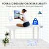 A woman is sitting on a white desk, painting a picture. The desk is a four-legged, height-adjustable desk. There are plants and a wireframe cat illustration in the scene. Anteprima dell’immagine prodotto