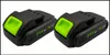 Two black and green 21V lithium-ion batteries are shown against a white background. Produktbild-Vorschau
