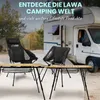 Camping scene with RV, chairs, and tables. Produktbild-Vorschau