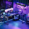 Gaming Schreibtisch L-Form 110x80 cm LED Steckdose Produktbild-Vorschau 2