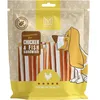 A bag of dog treats with a cartoon dog illustration. Produktbild-Vorschau