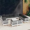 vidaXL 13-tlg. Garten-Lounge-Set mit Kissen Weiß Massivholz Produktbild-Vorschau 2
