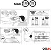 Diagrams illustrating the use and testing of a car roof rack. Produktbild-Vorschau