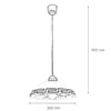 A line drawing of a pendant light with dimensions indicated. Podgląd zdjęcia produktu