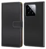 A black flip-style phone case for a Xiaomi 14 is shown, with the camera module visible on the right side. Produktbild-Vorschau
