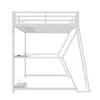 A white metal bunk bed with a desk and shelves, shown from the side against a white background. Voir les images du produit