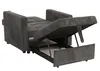 A dark gray sofa bed is shown in a partially opened state, revealing its internal mechanism. Produktbild-Vorschau