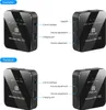 Diagram showing the features and ports of a PULUZ wireless microphone system, with separate sections for the launcher and receiver. Náhled obrázku produktu