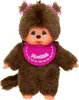 A Monchhichi doll with a pink bib. Produktbild-Vorschau