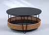 Couchtisch Sofia mit Rattan - H=40cm, D=80cm Produktbild-Vorschau 3