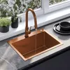 A copper sink and faucet are shown in a modern kitchen setting. Produktbild-Vorschau