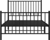 A black metal bed frame shown from the front against a white background. Produktbild-Vorschau