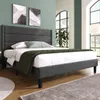 Łóżko tapicerowane, 140 x 200 cm, ciemnoszare, z listwami + Podgląd zdjęcia produktu 1