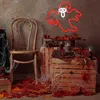 A Halloween-themed scene with a ghost neon sign, wooden crates, fallen leaves, and cobwebs. Produktbild-Vorschau