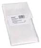 A white mattress cover is folded and presented in its packaging, with a label attached. Produktbild-Vorschau